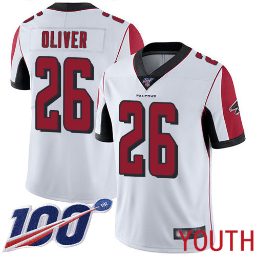 Atlanta Falcons Limited White Youth Isaiah Oliver Road Jersey NFL Football #26 100th Season Vapor Untouchable